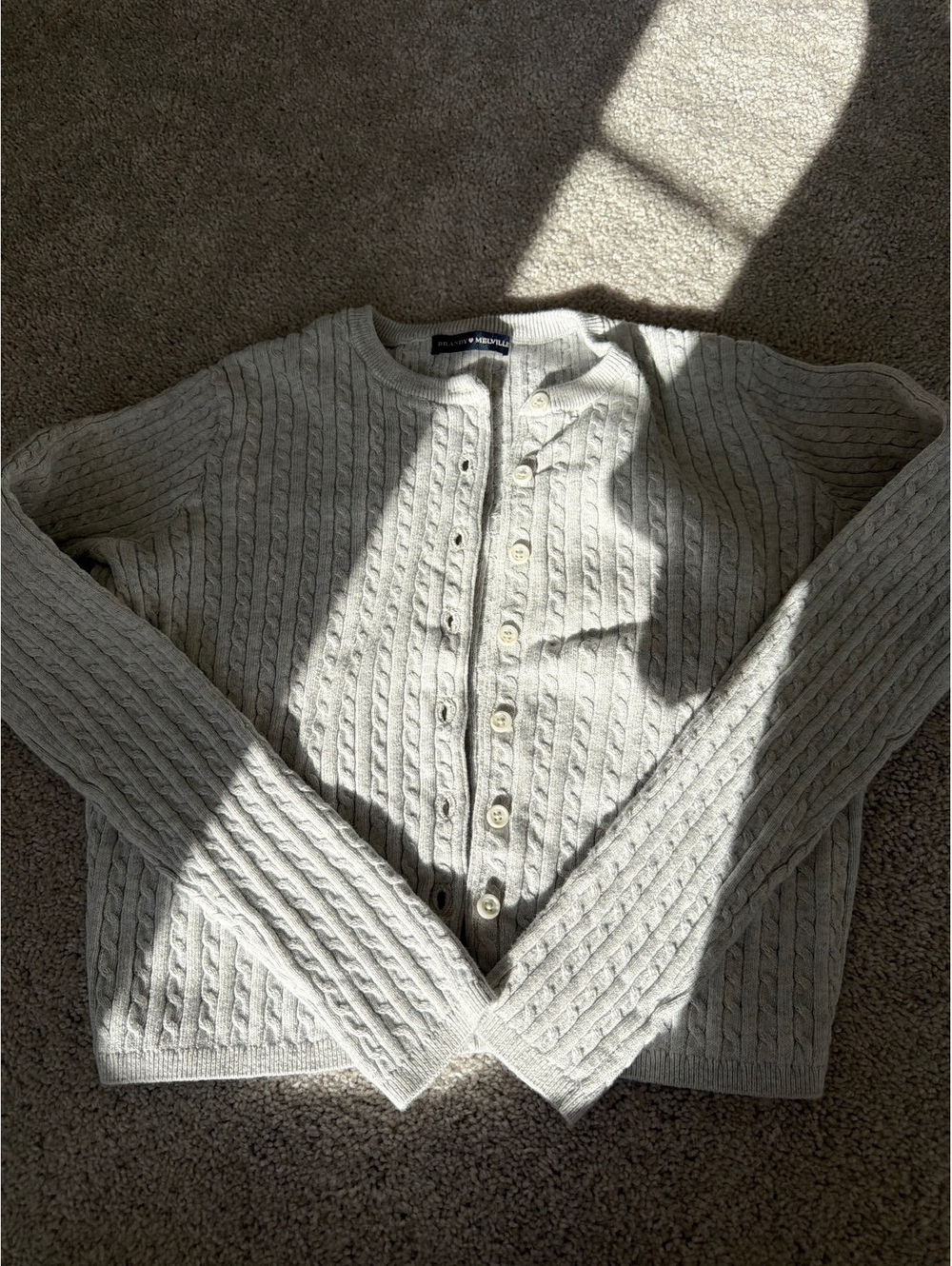 Brandy Melville Light Gray Cable Knit Cardigan
